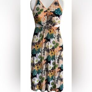 Live To Be Spoiled Maxi Dress Womens Size Med Floral Crossback Cutout Sides Long